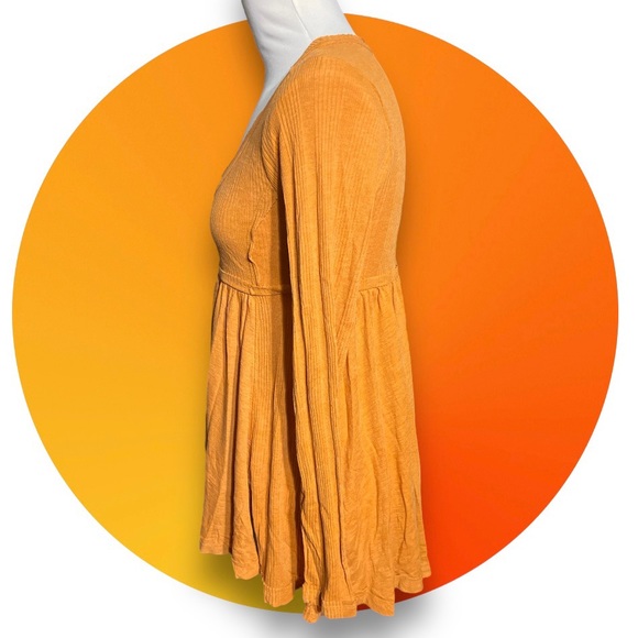 NWT TRUE CRAFT Babydoll Orange Top Long Sleeve Round Neck Size Small S - Picture 4 of 9